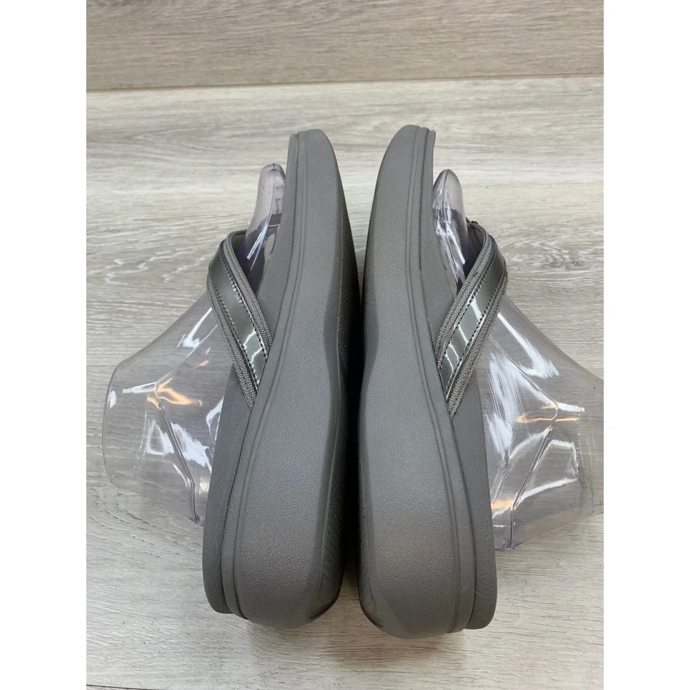 Vionic Women's High Tide II Pewter Gray Platform Sandals 11 Flip Flops Shoes